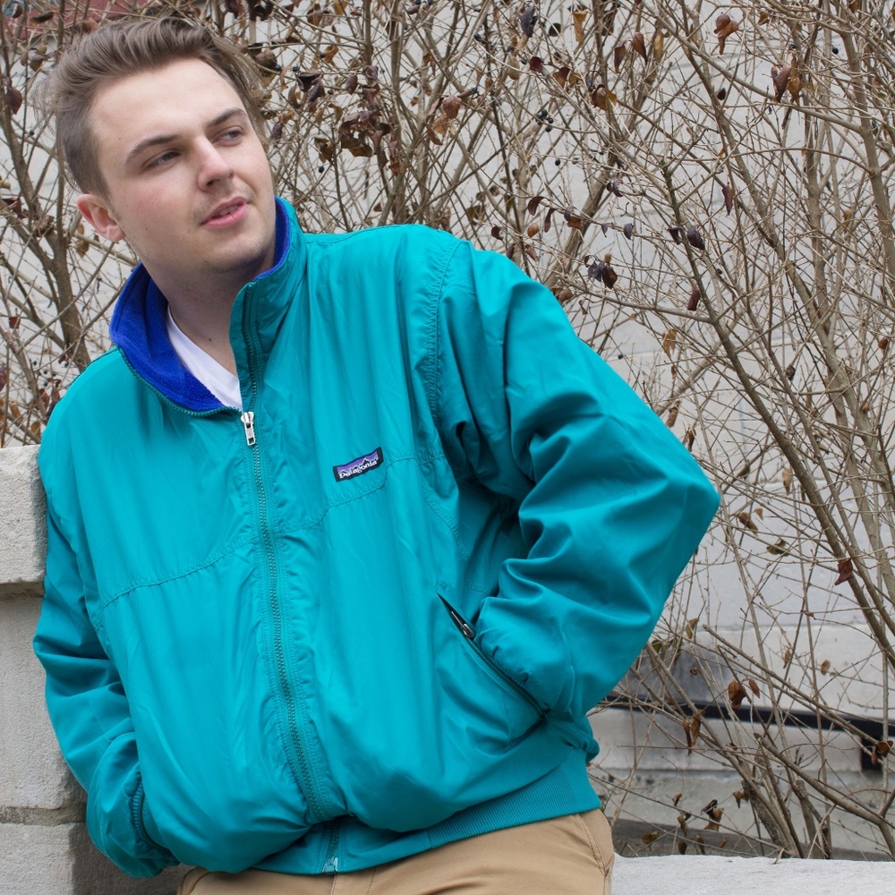 VINTAGE Teal Patagonia Windbreaker RARE Men's